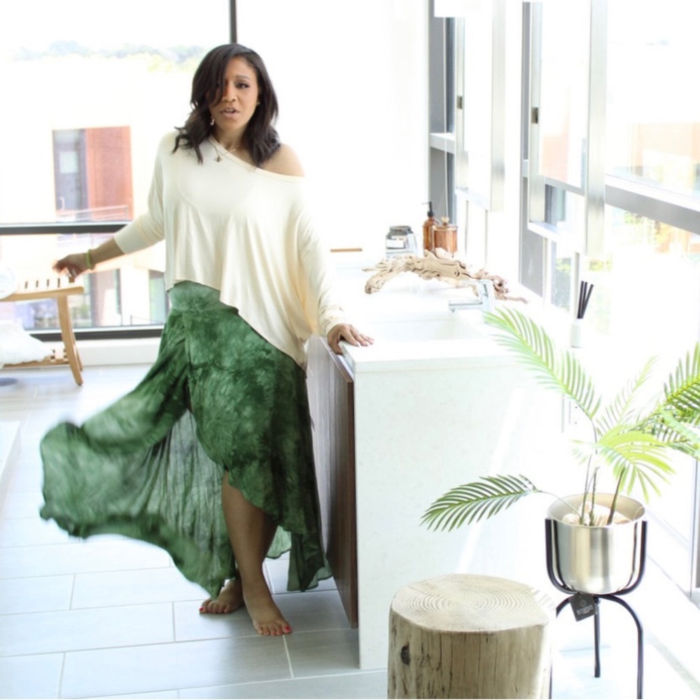 Green Tie Dye Asymmetrical skirt
